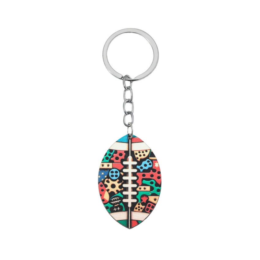 Wholesale Wooden Rugby Keychains
